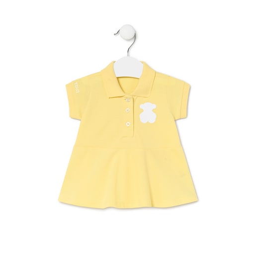 Girls Casual pique fabric dress in yellow