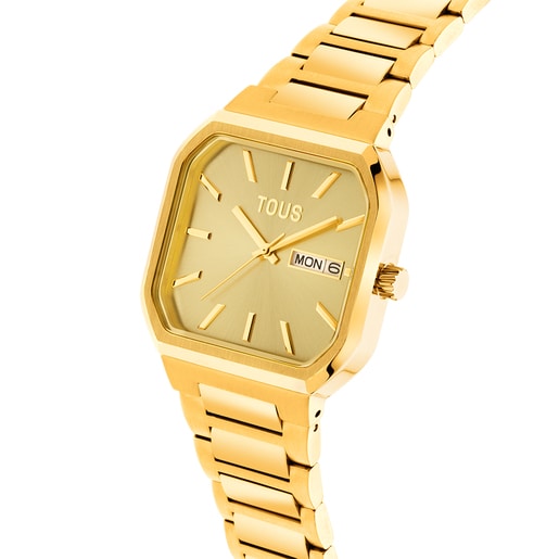 Analog Watch with gold-colored IPG steel bracelet Lit