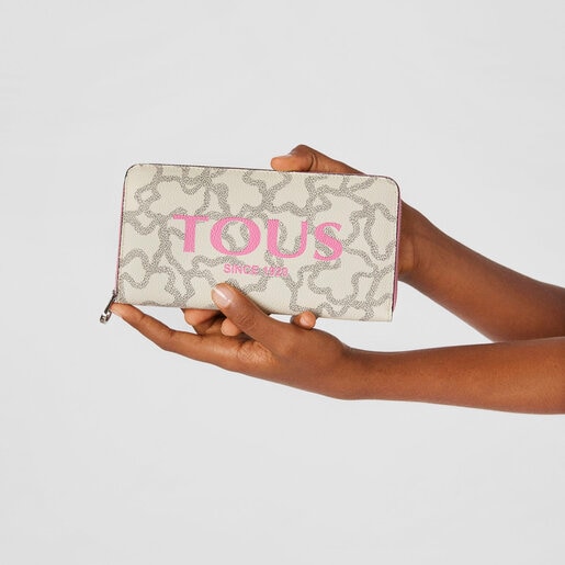 Billetera mediana beige y rosa Kaos Legacy