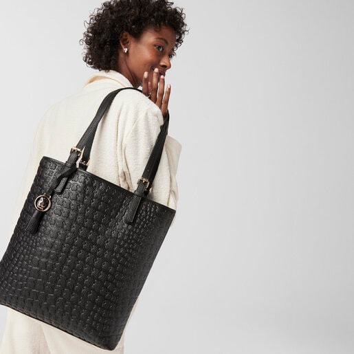 Кожаная Сумка-Шоппер Sherton черного цвета