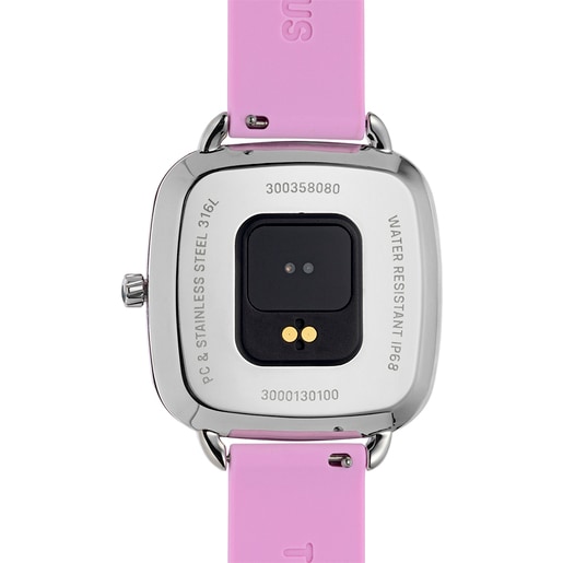 Reloj smartwatch con correa de silicona rosa D-Connect