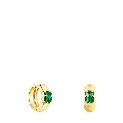 Icon Color small earrings in silver vermeil and malachite | TOUS