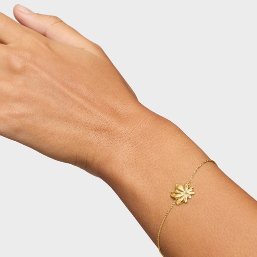 18kt gold plating over silver chain Bracelet with motif Yagrumo
