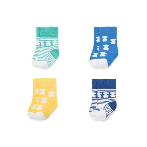 Pack of 4 pairs of baby socks in SSocks blue