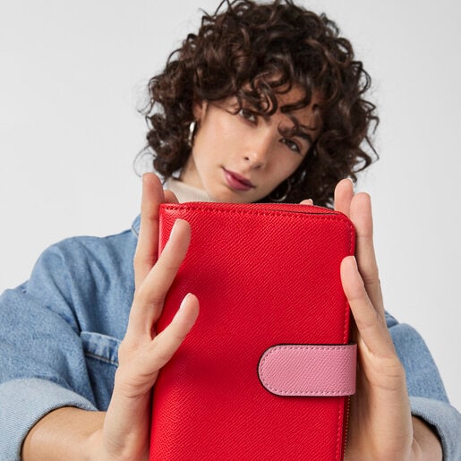 Medium red New Dubai Saffiano Wallet