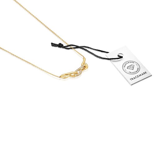 Gold Bent Necklace with diamonds