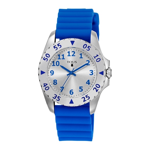 Reloj Motif KDT plateado de silicona azul