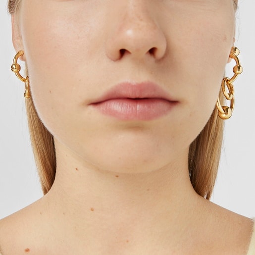 Silver vermeil Plump Double circle earrings