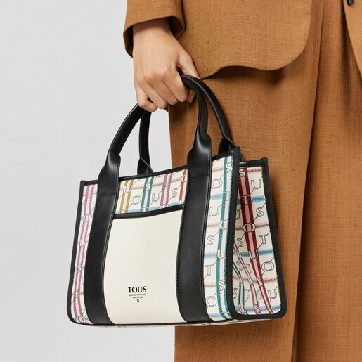 Shopping mediano Amaya blanco y negro TOUS Crossroad