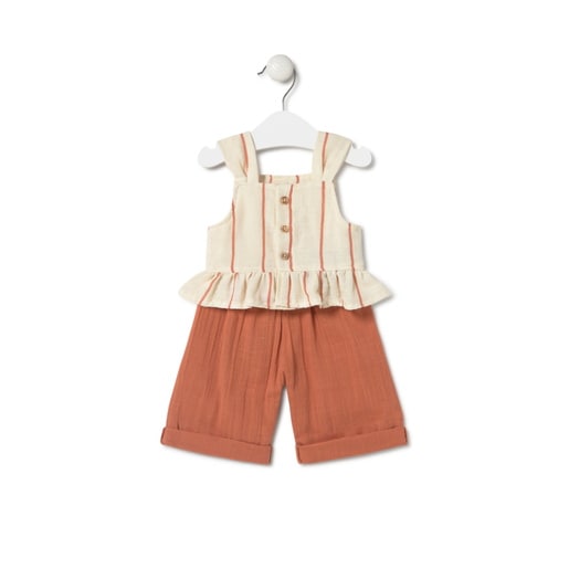 Conjunto de bebé niña Classic teja