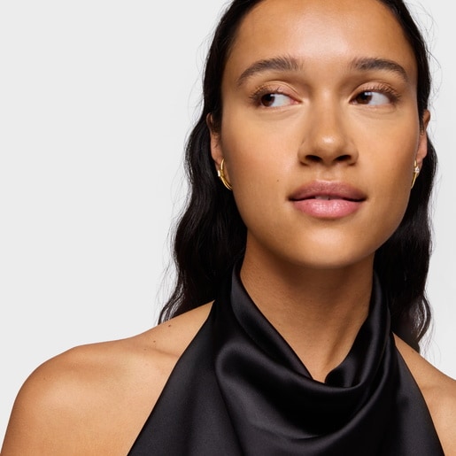 Aretes de aro con baño de oro 18 kt sobre plata y diamantes creados en laboratorio Lio LGD