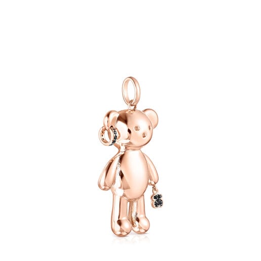 Colgante punk con baño de oro rosa 18 kt sobre plata y espinelas Teddy Bear