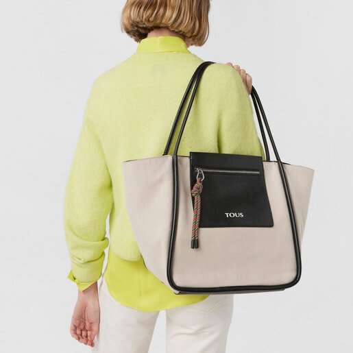 תיק סל TOUS Empire Cotton גדול בצבע בז'
