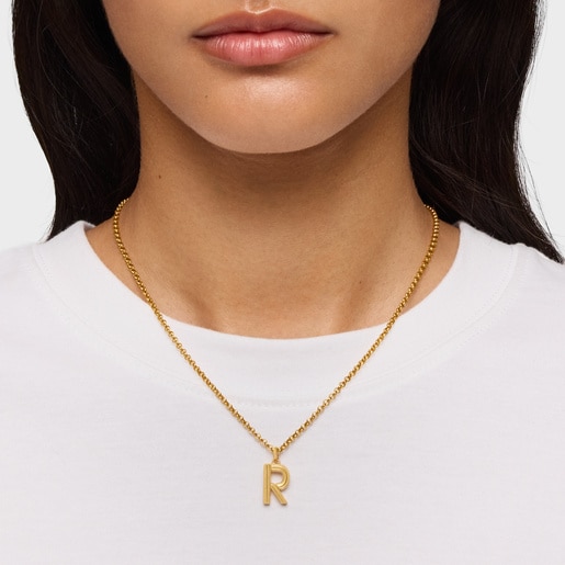 Medium 18kt gold plating over silver letter R Pendant TOUS Alphabet
