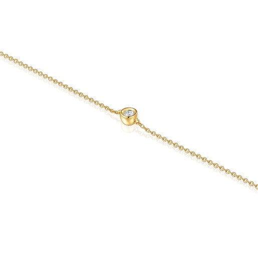 Pulsera cadena con baño de oro 18 kt sobre plata y diamante creado en laboratorio Line LGD