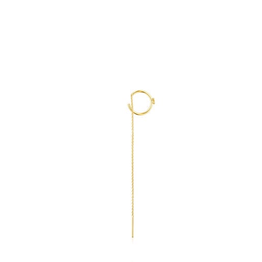 Kolczyk TOUS Cool Joy wykonany ze złota z charmsem w kształcie misia i łańcuszkiem