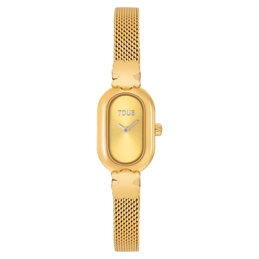 Reloj analógico joya con brazalete de acero dorado Oval Icon