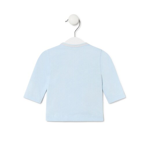 Camiseta de bebé cruzada lisa celeste