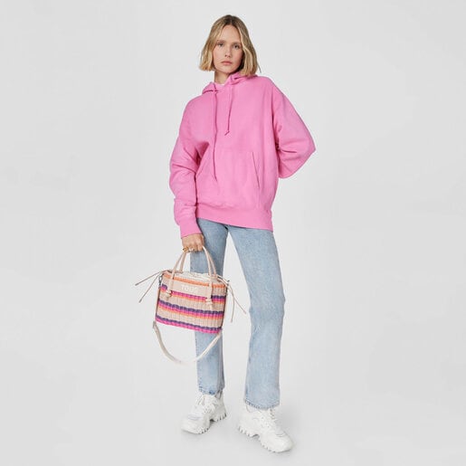 תיק סל Scoubidou בינוני בצבע חום עדין