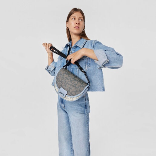 Medium beige and blue Amaya Kaos Icon Crossbody bag