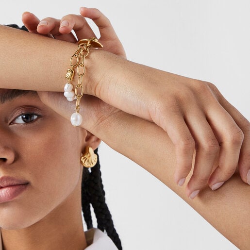 Silver Vermeil Oceaan shell Bracelet with pearls