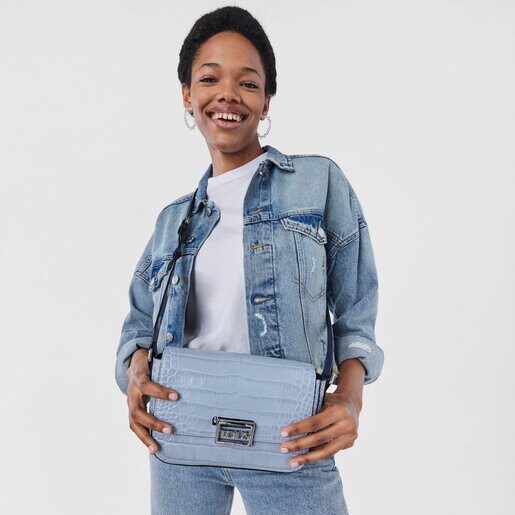 Sac à bandoulière TOUS Legacy Wild en cuir bleu ciel