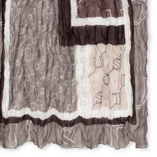 Плиссированный шарф Script из коричневого шелка