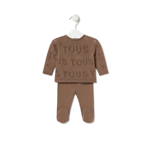 Knitted baby set Tricot TOUS logo beige