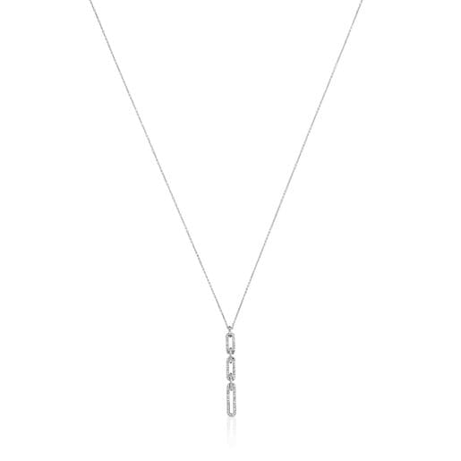 Short oval necklace in white gold with diamonds Les Classiques | TOUS