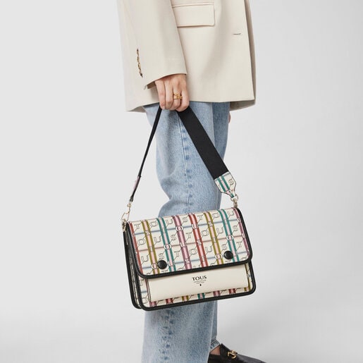 Бежево-черная сумка-кроссбоди Audree TOUS Crossroad среднего размера