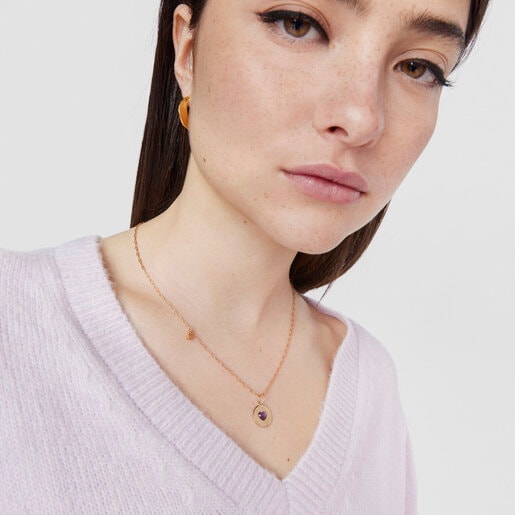 תליון מדליון Aelita מוורמיל כסף בשילוב לב מאבן אחלמה