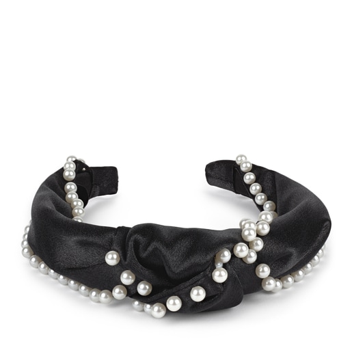 Black Niecy Pearls Headband