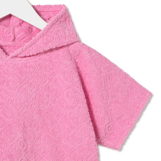 Beach poncho in Logo pink