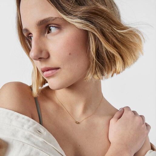 Gold TOUS Good Vibes eye Necklace with Diamonds