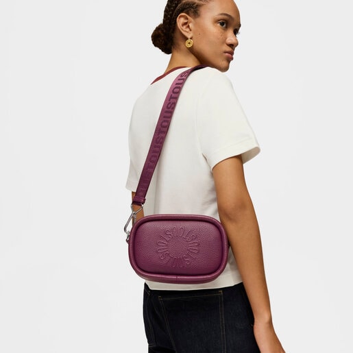 Burgundy leather Crossbody reporter bag TOUS Miranda