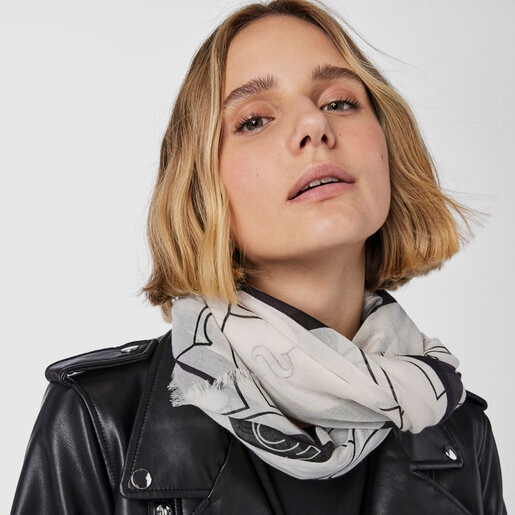 White Script Soft Scarf