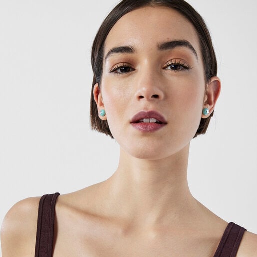 עגילי TOUS Icon Glass מזכוכית מוראנו בצבע כחול שמיים