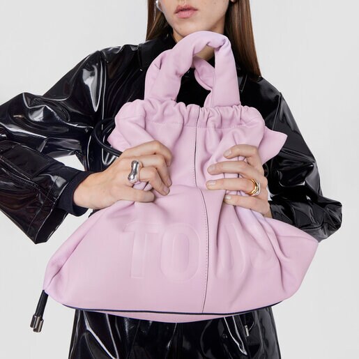 Large mauve leather One-shoulder bag TOUS Cloud