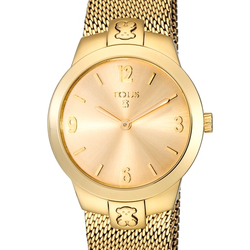 Gold IP Steel T-Mesh Watch