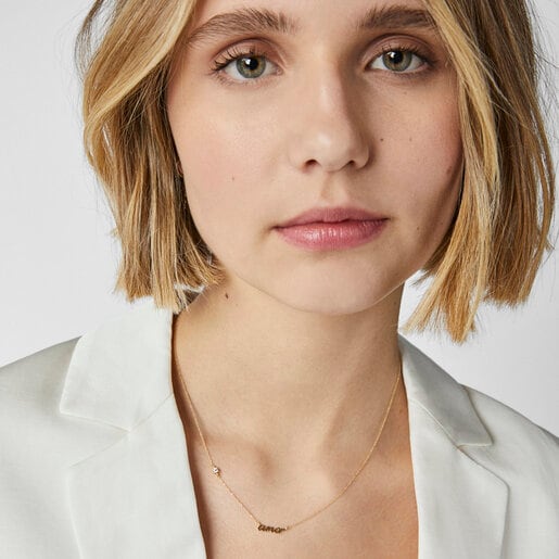 שרשרת Crossword Mama עשויה זהב בשילוב יהלום