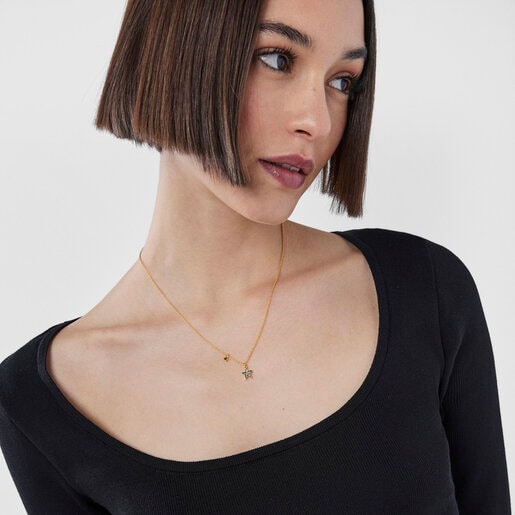 Collar Nocture con baño de oro 18 kt sobre plata y estrella de diamantes Nocturne