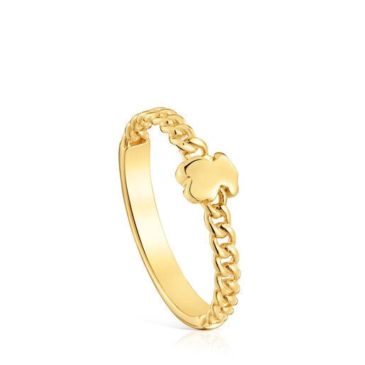 Anillo pequeño oso con baño de oro 18 kt sobre plata Bold Motif