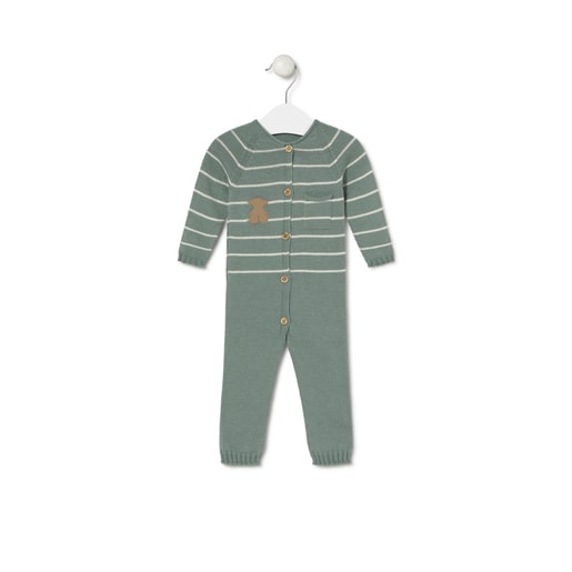 Footless baby playsuit in Tricot mist