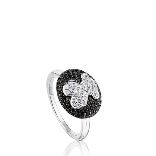 White Gold TOUS Bear Ring with Diamond and Spinel