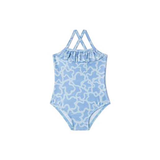 Girl s one-piece swimsuit in Kaos blue | TOUS