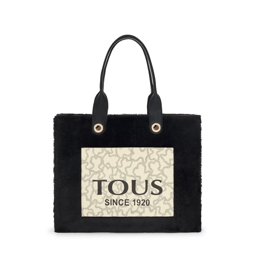 Large black Amaya Kaos Icon Fur Shopping bag