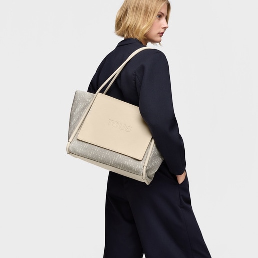 Large beige print Tote bag TOUS Silhouette Soft