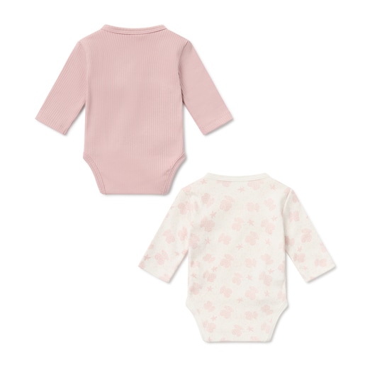 Pack of wrap-over baby bodysuits in Illusion pink