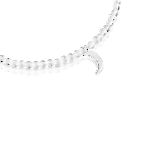 Pulsera elástica con cuarzo cristal de roca y luna de plata TOUS Motivos