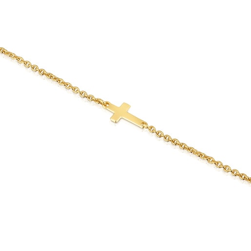 Chain Bracelet with cross and 18kt gold plating over silver TOUS Motifs